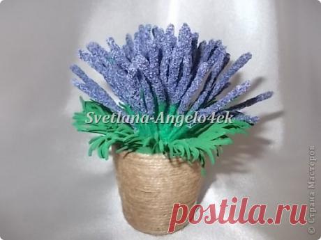 Букетик лаванды из манной крупы