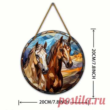 1pc Señal Acrílica Redonda Atrapa Sol Caballos Colgante - Temu Chile