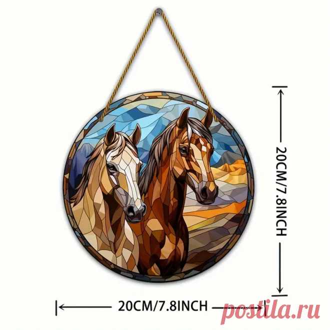 1pc Señal Acrílica Redonda Atrapa Sol Caballos Colgante - Temu Chile