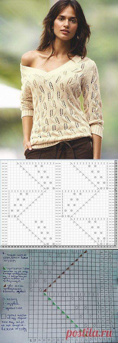 Ажурный свитерок / Вязание для женщин спицами. Схемы / PassionForum - мастер-классы по рукоделию