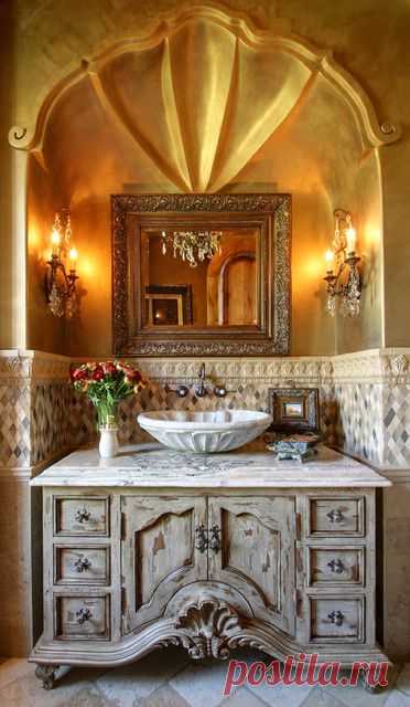 High End & Luxurious Bathrooms Built By Fratantoni Luxury Estates - mediterranean - powder room - phoenix - by Fratantoni Luxury Estates