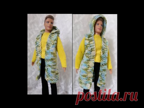 Вязаный жилет для Кена. Мастер-класс. Knitted Waistcoat for Ken.Crochet Ken.