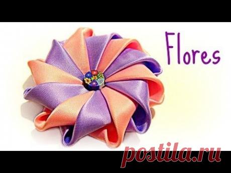 Cómo hacer flores con cinta de raso. How to make ribbons flowers.