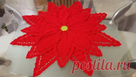 Цветок крючком на Рождество, как центральный стол | DIY - PatronesMil