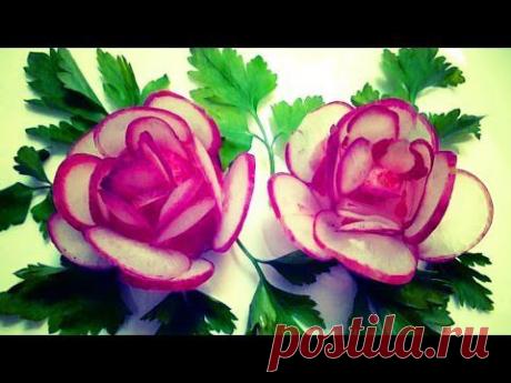 Цветы из редиса. Украшения из овощей. Decoration Of Vegetables - YouTube