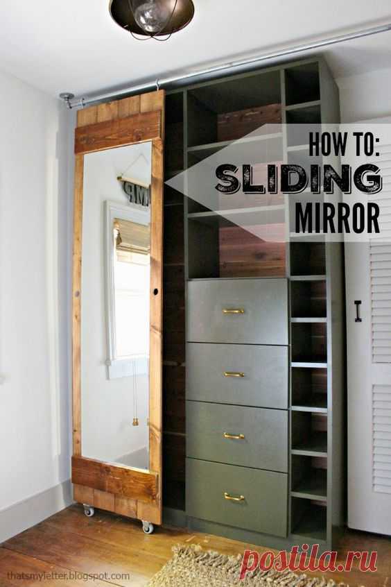 How to build a sliding mirror door. This sliding mirror is my solution to a small walk-in closet with no wall space and no back of the door mirror.