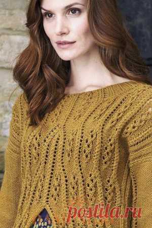 Ажурный джемпер «Balustrade». Спицами. Размеры для ОГ 81 (86, 91, 97, 102, 107, 112, 117, 122) см. / DAMские PALьчики. ru