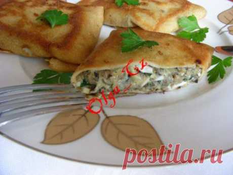 Блинные &quot;конвертики&quot; с шампиньонами, сыром и яйцами | 4vkusa.ru