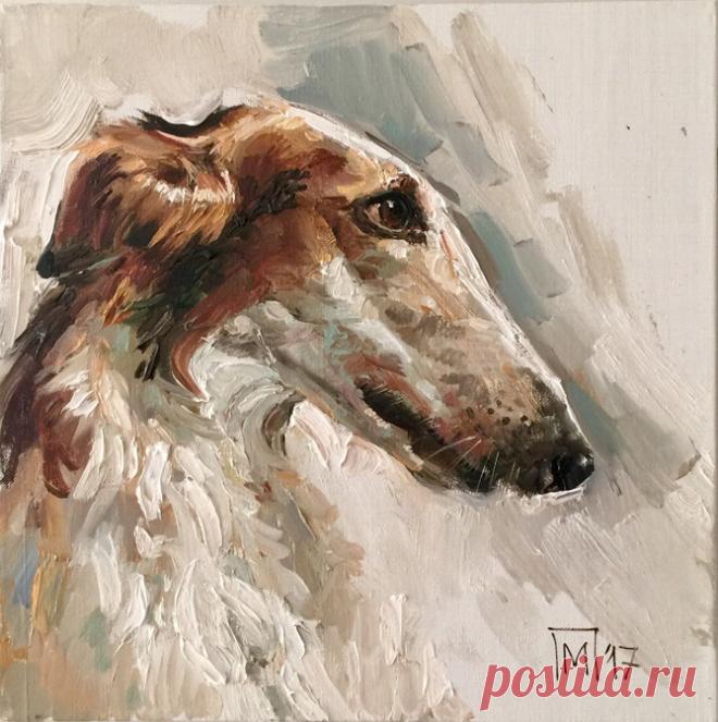 Две борзые. Этюд маслом