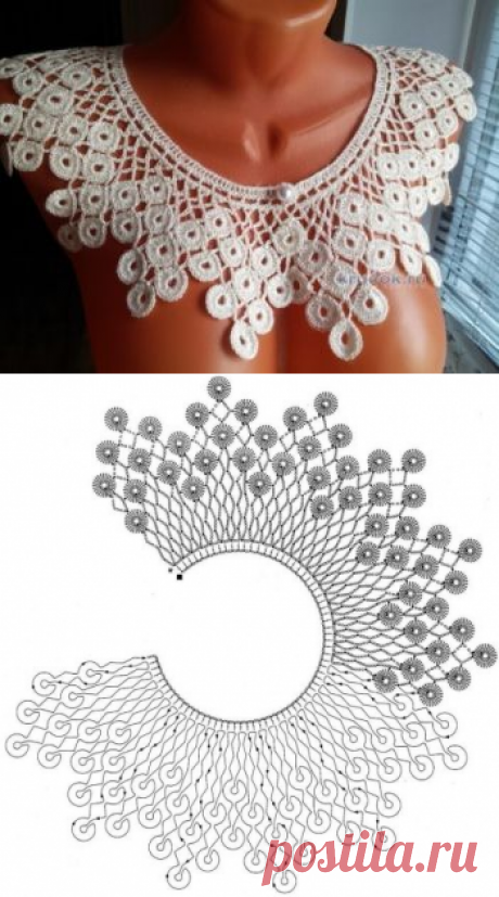 Вязаный воротник Павлиний хвост — работа Инны Пальчун