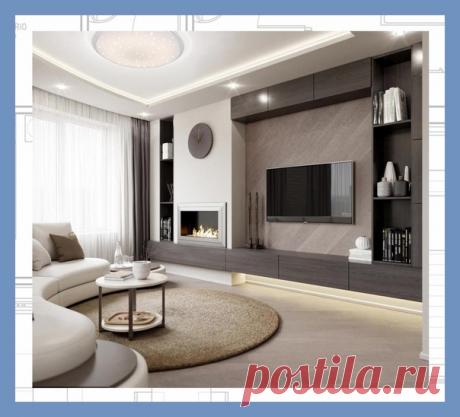 Все о дизайне интерьера Кухня-гостиная с камином в загородном дом