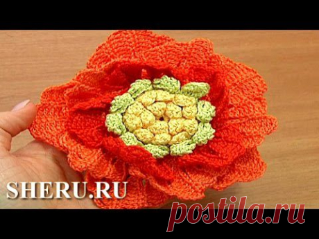 Яркий цветок. Урок вязания 62.1