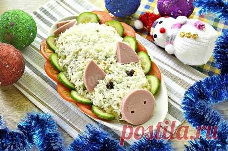 Праздничный салат оливье на Год Свиньи 2019 рецепт с фото - 1000.menu