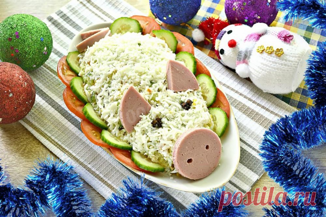 Праздничный салат оливье на Год Свиньи 2019 рецепт с фото - 1000.menu