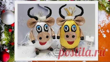 DIY🐮МЕТАЛЛИЧЕСКИЙ БЫК - СИМВОЛ 2021 ГОДА из киндер яйца своими руками🐮 Анна Кохан🐮