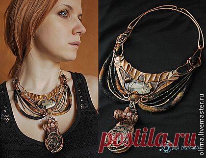 "Сердце "Наутилуса" колье-трансформер - золотой,черный,терракотовый,медный