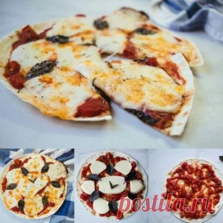 Лаваш «Маргарита» 
Ингредиенты
1) Сыр сулугуни - 6 ломтиков
2) Лаваш - 1 шт
3) Помидор в собственном соку - 100 мл
4) Базилик - 1 ст.л
5) Тимьян (чабрец) - 1 ч.л
6) Соль
7) Перец
Приготовление
1) Поставить сковороду на средний огонь. В это время собрать пиццу. Смазать лаваш или лепешку томатами в собственном соку. Если они не нарезаны – нарезать их мелкими кубиками.
2) Выложить ломтики сыра, украсить листиками базилика, приправить специями – солью, перцем и тимьяном.
3) Аккуратно переложить