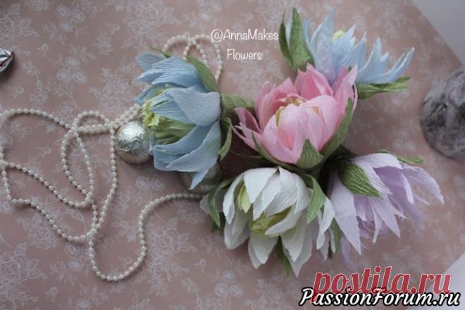 Кувшинка или Водяная Лилия из гофрированной бумаги с конфетой своими руками, МК - запись пользователя Anna Makes Flowers (Анна) в сообществе Свит-дизайн в категории Мастер классы по свит-дизайну