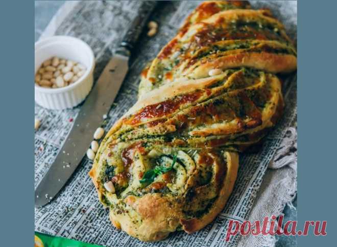 Хлебная косичка с сулугуни и песто