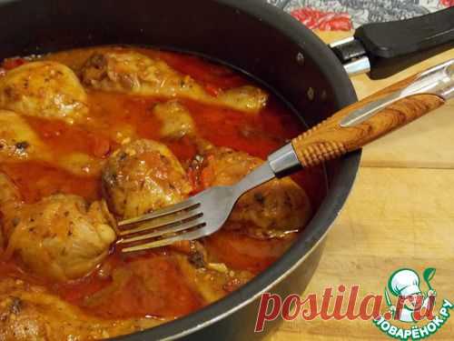 Тушеные куриные ножки с перцем.