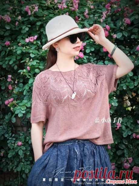 Элегантная футболка Yunbo Silk Top-Down Knitting. Спицы. - ВЯЗАНАЯ МОДА+ ДЛЯ НЕМОДЕЛЬНЫХ ДАМ - Страна Мам
