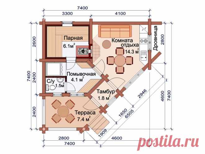 Проект бани 35 кв.м.