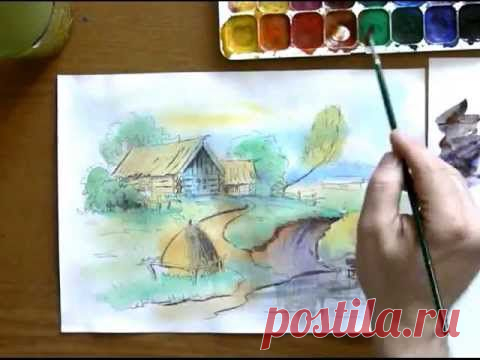 Рисуем пейзаж акварелью | 1001 поделка