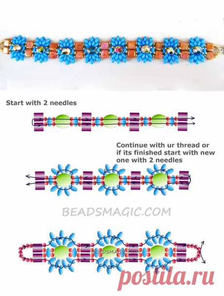 Free pattern for beaded bracelet Azul | Beads Magic