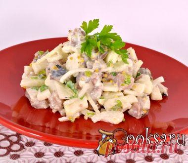 Салат из слабосоленой сельди с яблоком фото рецепт приготовления