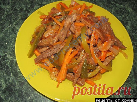 Охотничий салат с говядиной и соленым огурцом