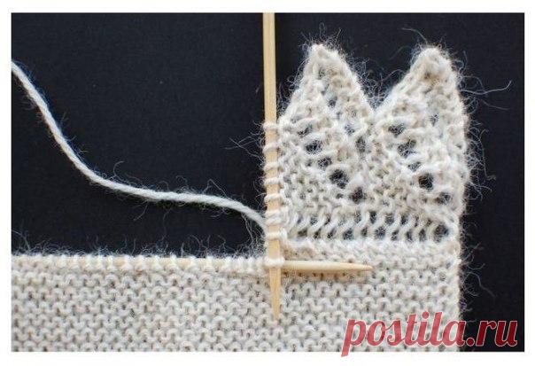 КАК ПРИВЯЗАТЬ АЖУРНУЮ КАЙМУ К ВЯЗАНОМУ ИЗДЕЛИЮ. 
+ СХЕМЫ.