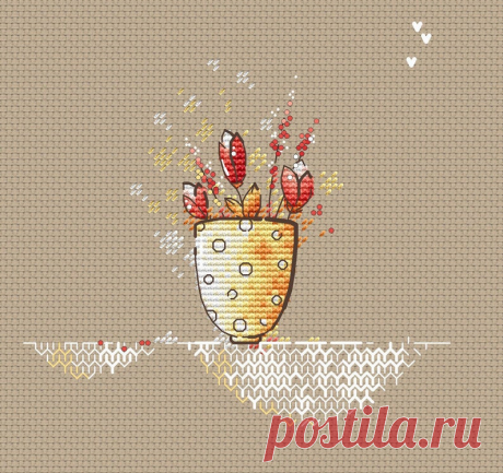 Tulips in the cup PDF Cross Stitch Pattern bouquet flowers | Etsy