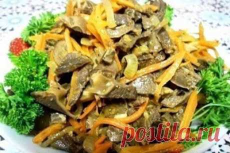 Салат из куриных желудочков