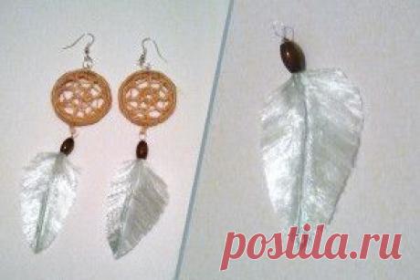 Перышко из атласной ленты для сережек Ловец снов | Мисс Фантазия. Рукоделие, шитье, украшения ручной работы, выкройки