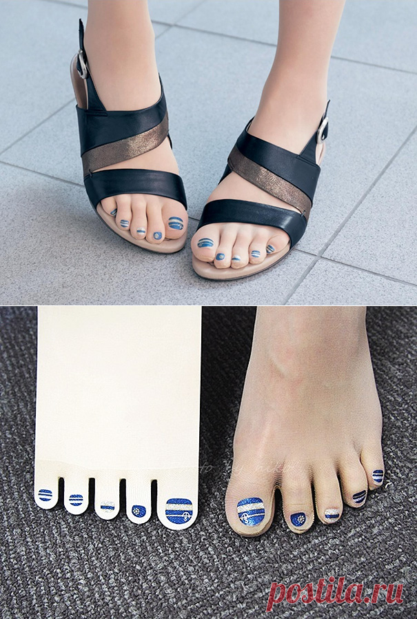 А вы бы решились надеть чулки и намазать сверху лак? А это тренд