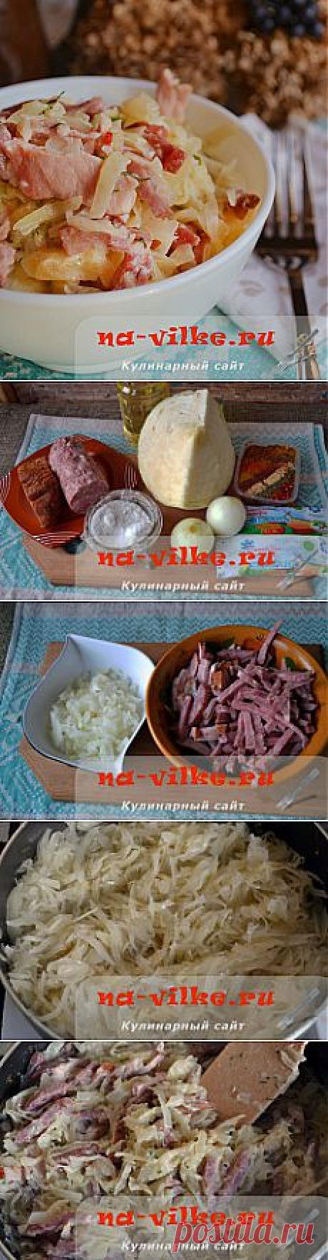 Тушеная капуста с копченостями - рецепт с фото