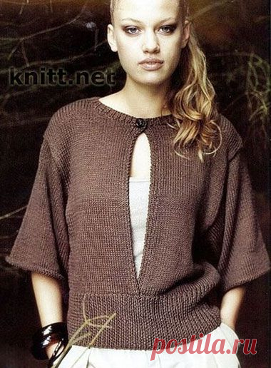 Пуловер спицами с разрезом | knitt.net | Все о вязании