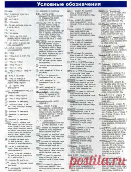 Копилка узоров - Условные обозначения: спицы, вариант 2