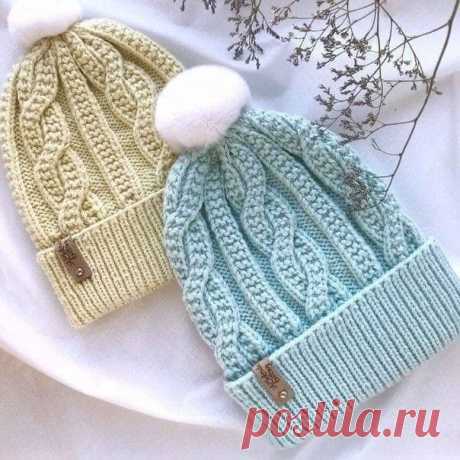 Симпатичный узор для шапочки спицами