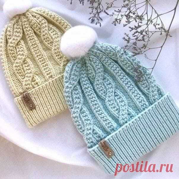 Симпатичный узор для шапочки спицами