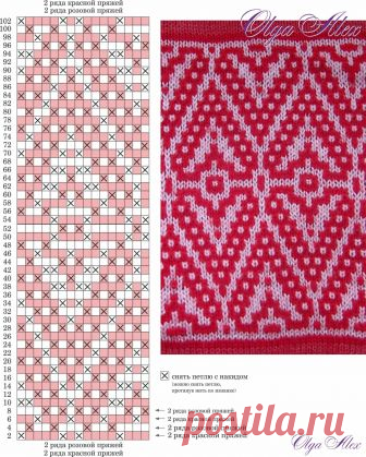 Очень красивый узор ленивым жаккардом спицами