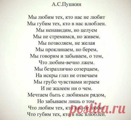 Александр- Мы любим тех, кто нас не любит.....