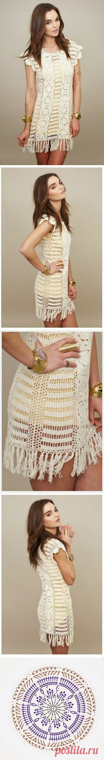 Irish crochet &: Летнее платье с круглыми элементами