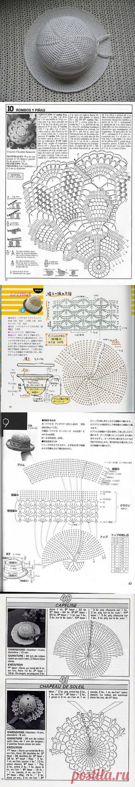 СХЕМЫ К ВЯЗАНЫМ ШЛЯПКАМ....
