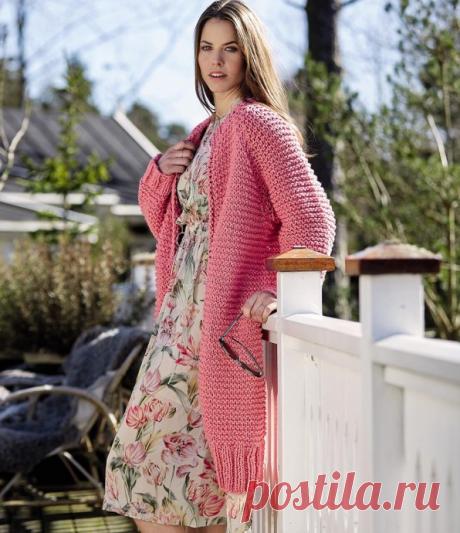 Длинный кардиган с широкой резинкой