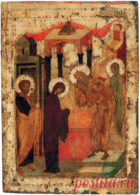 Праздничный чин (Троицкий собор, Троице-Сергиева лавра) (1425-1427) (Мастерская Рублёва) Сретение (87.5 х 66 см)