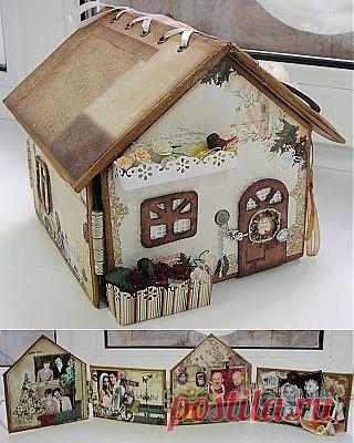 Как сделать домик-фоторамку в технике скрапбукинг / Мастер-класс