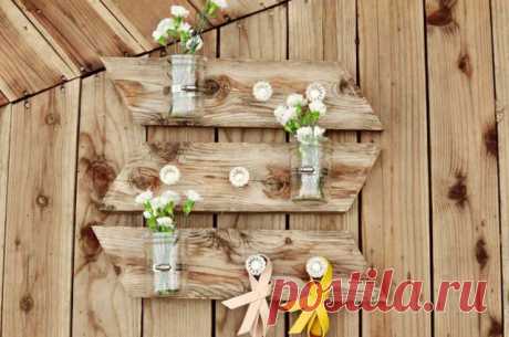 Декор стены из досок и банок в rustic стиле | Handmadeidea