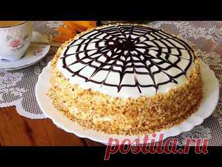 Очень нежный *Бабушкин ТОРТ*? Ингредиенты:*Бисквитные коржи*- 4 яйца-100 гр сахара-130 гр сгущенного молока-200 гр муки-10 гр разрыхлителя-10 гр ванильного сахара*Крем*-300 гр мягкого творога-250 гр сметаны жирностью 20 и более%-сахарная пудра по вкусу-10 гр ванильного сахара-темный шоколад для украшения