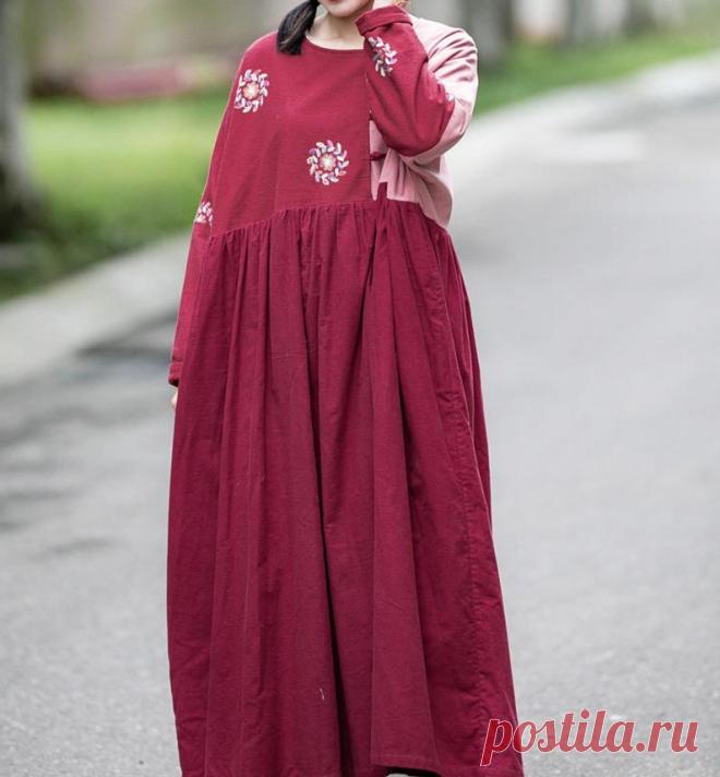 Cotton maxi dress Oversized Dress womens long Vintage | Etsy